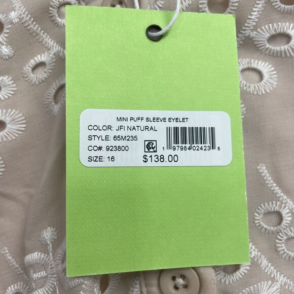 NWT Sam Edelman Embroidered Eyelet Lace Mini Dress Puff Sleeve Size 16 READ! - Picture 9 of 13